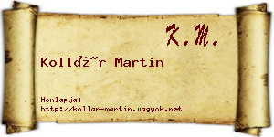 Kollár Martin névjegykártya